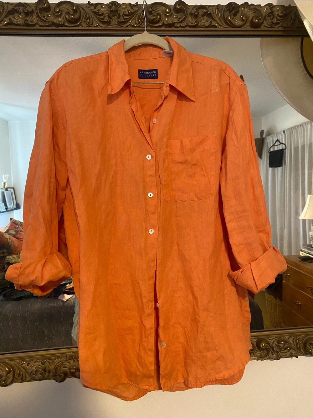Orange Linen Button Down